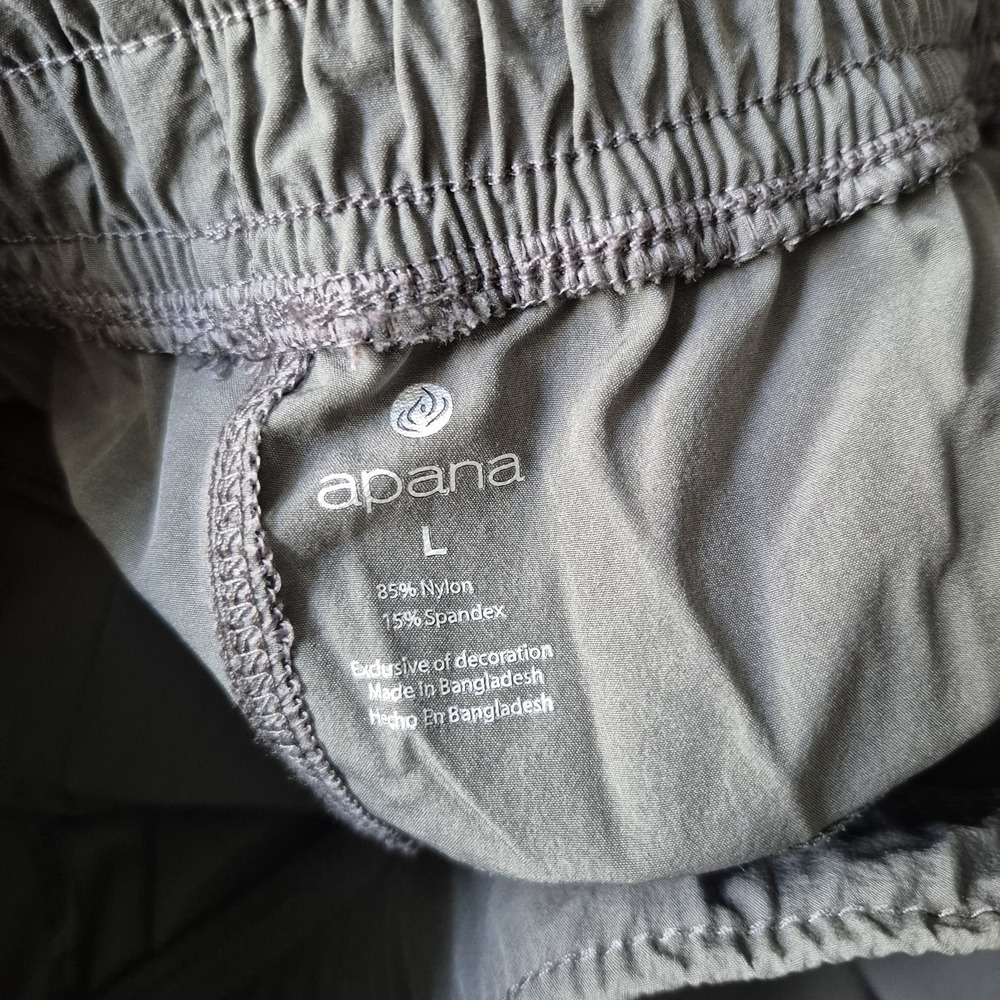 Apana Pants Womens Large Green Gray Cargo Wide Leg Baggy Parachute Stretch - Picture 6 of 11